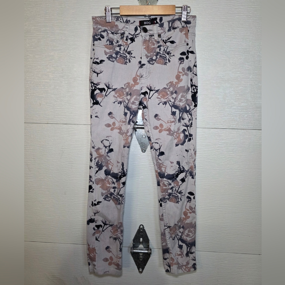 BDG Floral Patterned Pants with Black and Gray Accents - Picture 2 of 5